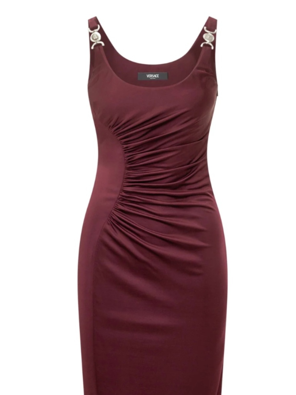 Versace Brand NWT Viscose-Jersey Midi Dress Size IT36 (XS) in Color Burgundy Red